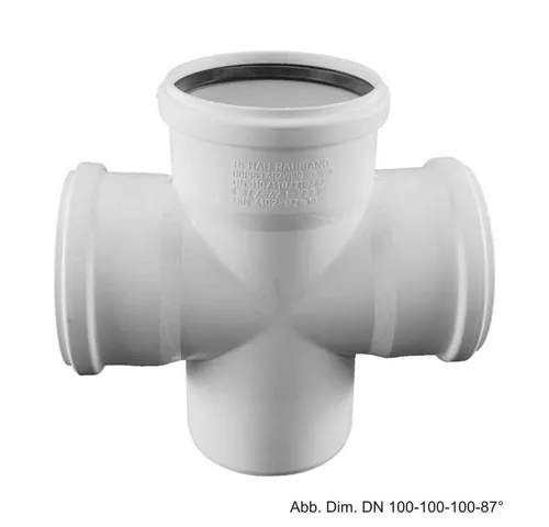Rehau Schalldämmender Raupiano Plus Doppelabzweig DN 90-90-90 - Wasserrohre mit schalldämmenden Eigenschaften, ideal für Entwässerungsanlagen in Neubauten und Sanierungen. Hohe Qualität für Ruhe und Wohnkomfort, geeignet für chemisch aggressive Abwässer.