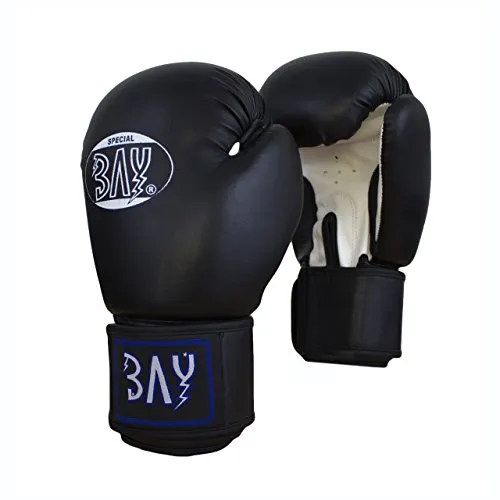 BAY® Future Boxhandschuhe schwarz/weiß, 12 Unzen - Hochwertige Boxhandschuhe aus Leder-PU für Damen und Herren, ideal für Wettkämpfer und Freizeitsportler. Mit breitem Klettverschluss für optimalen Halt und schnelle Handhabung.