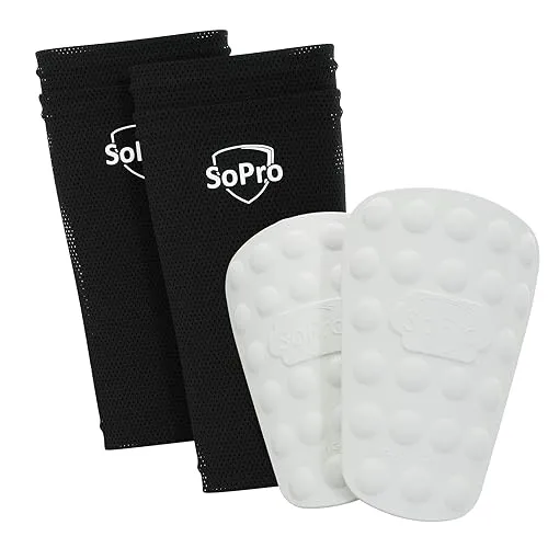 SoPro Schienbeinschoner Fußball für Kinder & Erwachsene mit Socken - Schienbeinschoner für Fußball, leicht und rutschfest, aus geruchsneutralem TPE Kunststoff, optimal für Kinder und Erwachsene, Made in Germany.