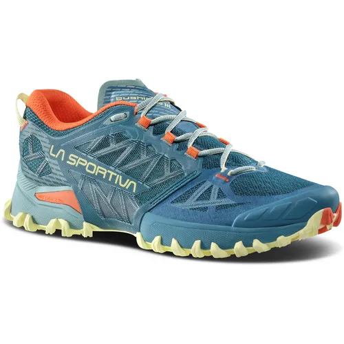 LA SPORTIVA Bushido III Woman - Trail Running Schuhe für Damen - Damen Trail Running Berglaufschuhe in everglade/zest, ideal für anspruchsvolle Trails mit optimalem Grip und Komfort.