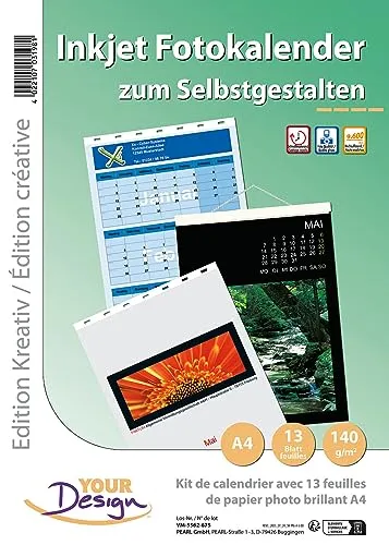Your Design Kalenderpapier: Fotokalender-Set A4 hoch (140g/m²) (Kalenderset, Inkjet Fotokalender, Tischkalender zum Selbstgestalten)