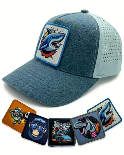 HECKBO Kinder Kappe mit 5 Klett Stickern – Individuelle Baseballcap für Jungen & Mädchen 4–10 Jahre