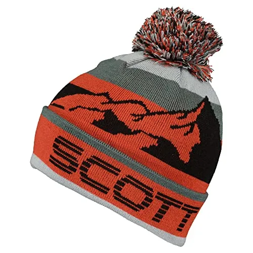 Scott Team 40 Beanie Orange - Warme stylische Bommelmütze, Größe One Size - Farbe Magma Red - Grey Green