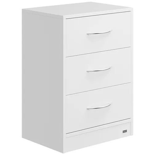 Casaria Nachttisch Eloise - 3 Schubladen mit Kabelführung - Nachtkonsolen mit stilvollen Griffen in Chrom Optik, ideal für Boxspringbetten. Praktische Wandbefestigung und modernes Design in Weiß.