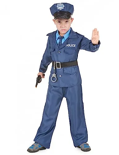 DEGUISE TOI Vegaoo Polizist Kinderkostüm blau-schwarz - 134/140 (10-12 Jahre)