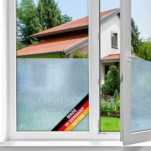d-c-fix Fensterfolie Tropfen selbstklebend Sichtschutz beidseitig blickdicht Folie für Bad-Fenster, Küche, Glastür Milchglasfolie Sichtschutzfolie Glasfolie 45 cm x 2 m