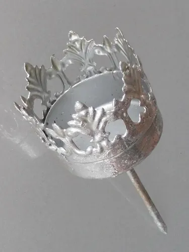 Teelichthalter zum Stecken, Silber, ca. 4 x 10 cm Chabby