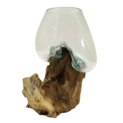 Vase Wurzelglas Teelichthalter – Einzigartige Handwerkskunst aus Teakholz - Vasen aus Wurzelglas, jede ein Unikat. Handgefertigt, mit naturbelassener Wurzel für eine spektakuläre Form. Ideal für individuelle Deko.