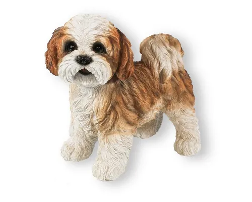 colourliving Shih Tzu Welpe Figur 23 cm - Dekofiguren: Handbemalte und realistische Hundefigur aus wetterfestem Polyresin mit Filzplättchen für schonende Oberflächen. Ein bezaubernder Blickfang für Ihr Zuhause!