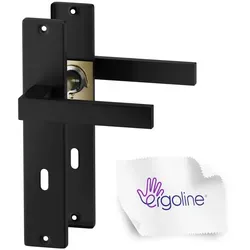 Schwarz Türbeschlag CUBE BB-Langschildgarnitur - Türsicherungen mit minimalistischer Optik, ideal für moderne Innenräume. Aus robustem Metall, langlebig und komfortabel, passend für Türstärken von 38-44 mm.