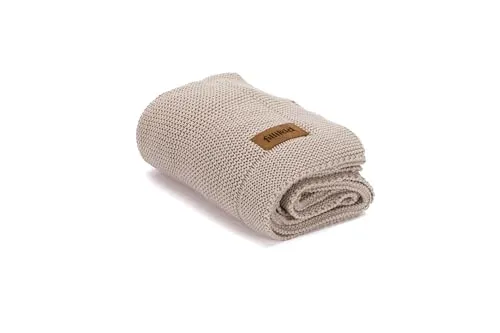 Fillikid Babydecke Strick 80x100 cm Exklusiv - Hochwertige Babydecke aus 100% Baumwolle, ideal für kuschelige Momente. Die stilvolle Taupe-Farbe passt perfekt in jedes Kinderzimmer.
