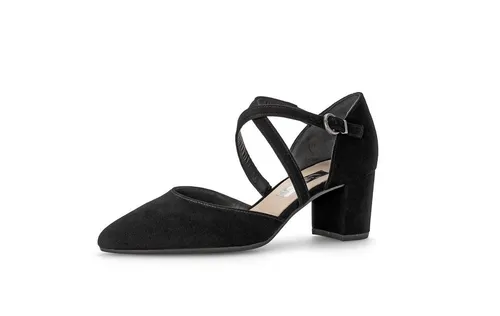 Gabor Spangenpumps Schwarz 37 EU (4 UK) - Elegante Riemchenpumps - Schicke Spangenpumps in Schwarz aus Wildleder mit 6 cm Absatzhöhe. Ideal für besondere Anlässe, bieten sie Stil und Komfort dank hochwertigem Lederinnenmaterial.