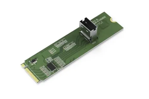 ICY DOCK M.2 NVMe PCIe 4.0 zu SlimSAS 4i Adapter - Festplattenadapter, wandelt M.2 NVMe (PCIe 4.0 x4) in SlimSAS 4i um, mit integriertem Redriver für Hochgeschwindigkeitssignal über lange Strecken.