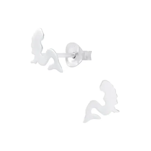 Monkimau - Meerjungfrauen Ohrringe, Ohrstecker, Ohrschmuck - aus 925 Sterling Silber - für Damen und Mädchen - handgefertigt, hypoallergen und kleine Geschenkidee
