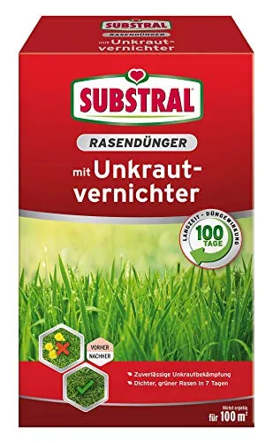 Substral Rasendünger mit Unkrautvernichter 2 kg für 100 m² - Dünger mit integriertem Unkrautvernichter, ideal für einen gesunden und gepflegten Rasen auf 100 m².