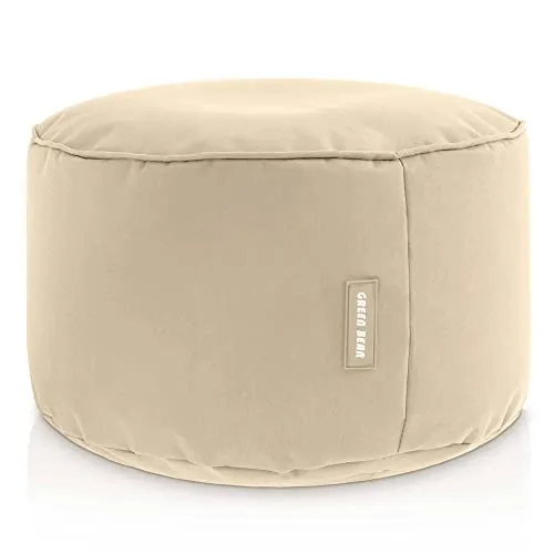 Green Bean Sitzsack-Hocker 45x25cm mit EPS-Perlen Füllung - Fußhocker Fußkissen Sitz-Pouf für Sitzsäcke - Bodenkissen für Kinder und Erwachsene - Fußablage Sitzkissen Sitzhocker Beige