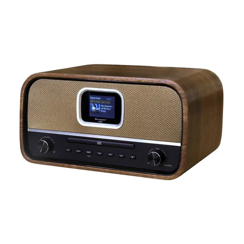 Soundmaster HighLine DAB970BR Retro Kompaktanlage - DAB+ Radio mit CD-Player und Bluetooth-Streaming, edles Holzgehäuse für nostalgischen Stil und beeindruckende Audioqualität.