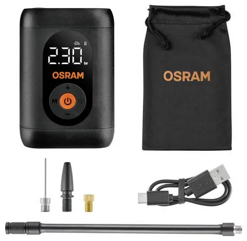 OSRAM OTIR1600ESN Kompressor TYREinflate 1600 ESSENTIAL - Schnelles Aufpumpen bis 7.0 bar in nur 6 Minuten – perfekt für Pannen oder den täglichen Einsatz. Benutzerfreundlich, auch bei schlechten Lichtverhältnissen, und flexibel einsetzbar ohne direkte Stromversorgung.