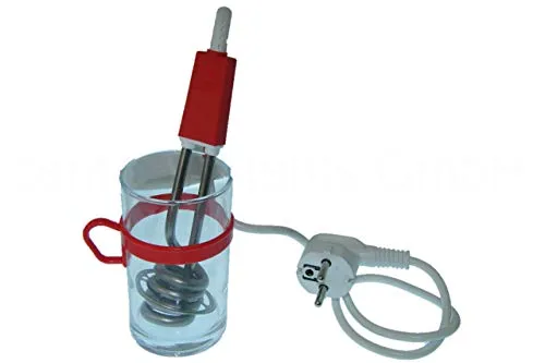 Kleiner Reisetauchsieder 350W mit Glas und Tasche aus Edelstahl