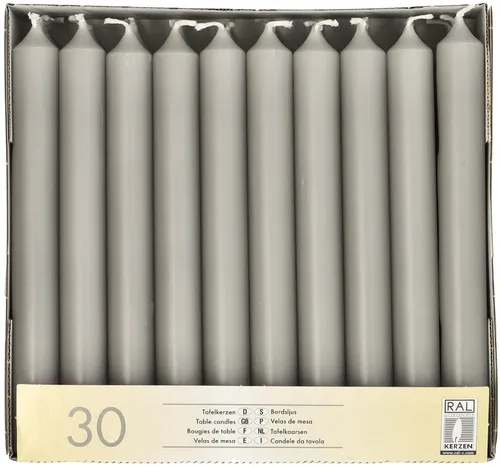 STARPAK Tafelkerzen 21 mm grau 30er Pack