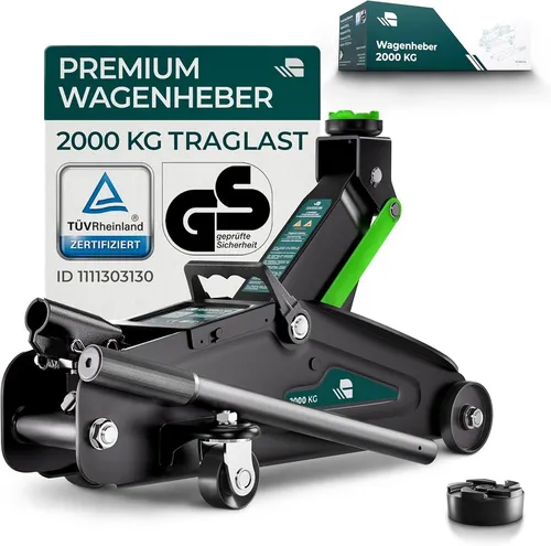 CargoVA Rangierwagenheber 2T hydraulisch | TÜV-Zertifiziert - Hydraulikheber mit TÜV-Zertifizierung für maximale Sicherheit. Ideal für PKW & SUVs mit einer Hubhöhe von 130-330mm und einer Tragkraft von 2000 kg.