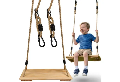 Sarcia.eu Einzelschaukel Holzschaukelbrett für Kinder bis 100 kg - Erleben Sie unvergessliche Kindheitserinnerungen mit dieser robusten Holzschaukel! Ideal für Garten oder Terrasse, bietet sie Sicherheit und Komfort für alle Altersgruppen bis 100 kg.