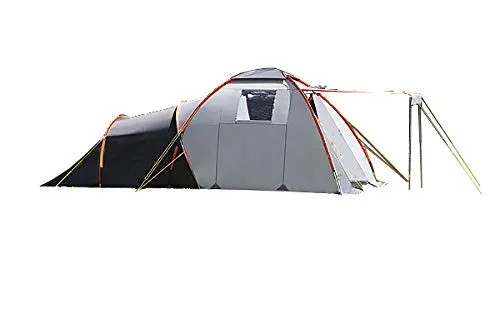 DWT Campingzelt Nova für 4 Personen - Wasserdichtes Familienzelt mit Stehhöhe von 195 cm, ideal für komfortables Camping. Hergestellt aus robustem UV-beständigem Polyester 75D, perfekt für jedes Wetter.