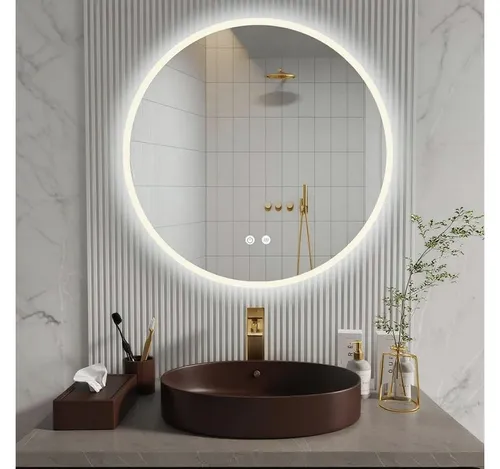 Apejoy Badspiegel 80 cm LED mit Beleuchtung - Eleganter 80 cm LED-Badezimmerspiegel mit Aluminiumrahmen. Blendfreies Licht, stufenlos einstellbare Farbtemperaturen und Anti-Beschlag-Technologie für klare Sicht. Ideal für Feuchträume dank IP44-Schutz.