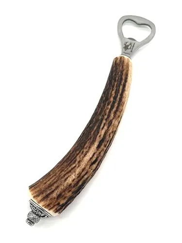 Almbock | Hirschhorn Flaschenöffner (100% Solingen Stahl) | Flaschendeckelheber mit Schnupftabakbehälter (21cm)