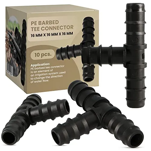 10x PE-Rohr T-Stück 16x16x16 T-Verbinder Tropfschlauch Wasser Kupplung Bewässerungssystem Schlauchverlängerung Fitting Für Tropfschlauch Perlschlauch Schläuche Wasserrohr Garten Wasserleitung