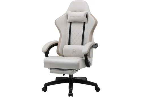 GTPLAYER Ergonomischer Gaming Stuhl Beige - Bürostuhl mit atmungsaktiver Stoffoberfläche und stabiler Fußstütze für maximalen Komfort bei langen Gaming-Sessions. Ideal für Gamer und Home Office.