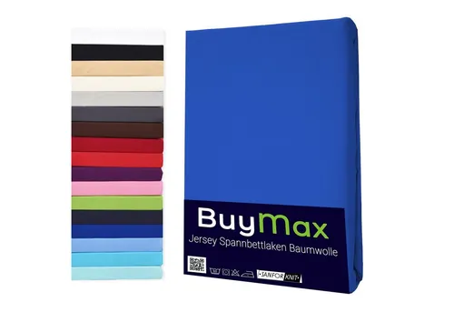 Buymax Spannbettlaken StyleHeim Jersey aus 100% Baumwolle, Jersey, Gummizug: Rundumgummi, Pflegeleicht und Atmungsaktiv in Verschiedenen Farben und Größen