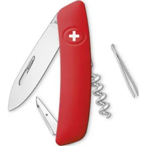 SWIZA Taschenmesser D01 - 6 Funktionen in Rot - Praktisches Taschenmesser mit 6 Funktionen und großer Feststellklinge. Ideal für Outdoor-Aktivitäten, mit rutschfestem Soft-Touch Griff und hochwertigem Edelstahl. Hergestellt in der Schweiz.