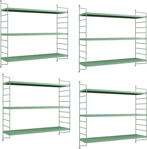 [en.casa] Modulares Wandregal Strängnäs 4er Set - Pastellgrün Metallregal mit 3 Regalböden - Praktisches Wandregal-Set mit elegantem Design. Ideal zur stilvollen Präsentation von Bücher, Dekorationen und mehr. Vielseitig einsetzbar in jedem Raum und einfach zu montieren.