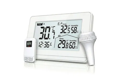 BEARWARE Schwimmthermometer 3-in-1 Set mit Wetterstation von BearWare