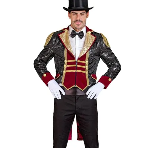 W WIDMANN MILANO Paillettenfrack Zirkusdirektor - Kostüm-Outfits für Erwachsene, glamouröser Frack in Schwarz mit Pailletten, ideal für Fasching und Partys - verwandeln Sie sich in einen Showman oder Rockstar!
