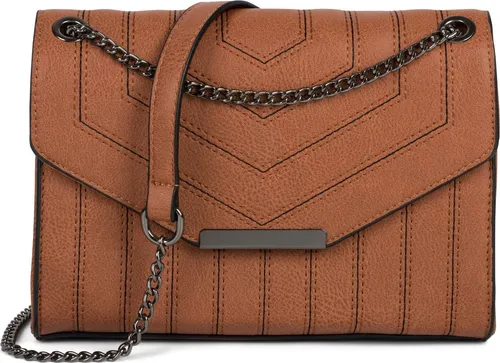 styleBREAKER Damen Umhängetasche mit Ziernähten und Kette - Umhängetaschen mit variablem Tragekomfort: als Schultertasche oder Crossbody Bag tragbar, trendige Ziernähten und praktische Fächer für optimale Organisation.