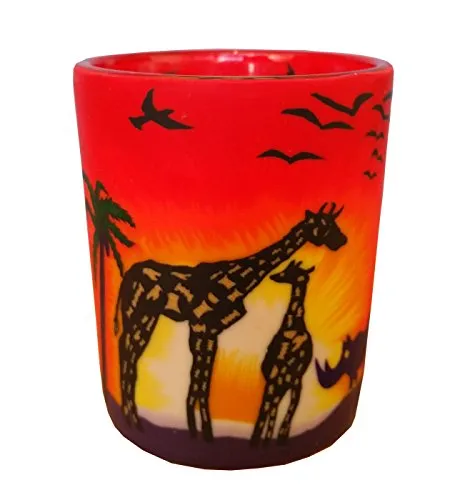 Plaristo Safari weihgabe Glowing Teelichthalter, Glas, 6,5 cm hoch, Mehrfarbig, 5,5 x 5,5 x 6,5 cm