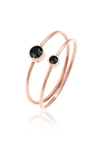Elli Ring-Set Schwarz Kristalle (2 tlg) 925 Silber, Ring Set