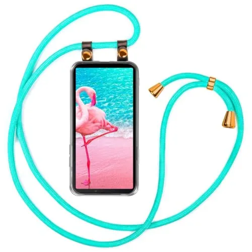 moex Handykette für Sony Xperia 10 VI Hülle mit Band abnehmbar, Handyhülle mit Kette zum Umhängen, Handyband 155 cm lang Stoff Kordel Umhängehülle, Handy Umhängeband, Türkis