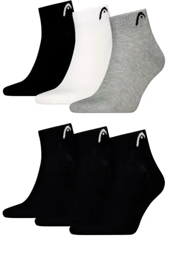 HEAD Herren All Sport Quarter Sportsocken 6erPack (43-46, Black/Grey/White/Black)