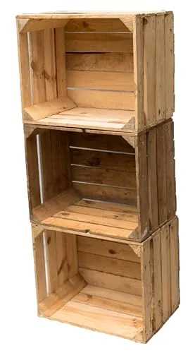 Produktbild Vintage Obstkisten Set: 3 stabile Holzkisten für Dekoration und Möbelbau