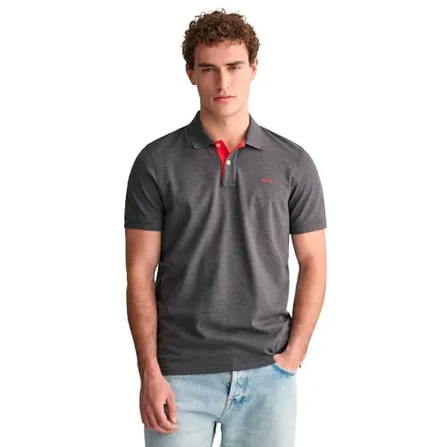 GANT Herren Poloshirt - REGULAR CONTRAST PIQUE RUGGER, Anthrazit 3XL - Herren-Shirts mit elastischer Baumwolle für optimalen Tragekomfort. Das unifarbene Pique-Poloshirt bietet eine hochwertige Verarbeitung und eine perfekte Passform dank Seitenschlitzen.