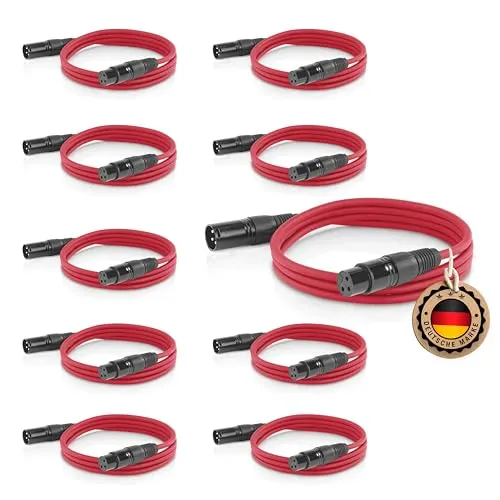 ETEC Professional 10x XLR Audio Kabel 3m - Mikrofonkabel, DMX Kabel, Symmetrische XLR Kabel für Musik, Lichttechnik, und DJ-Equipment