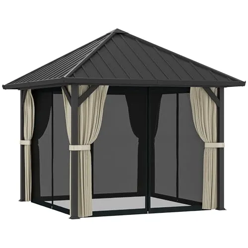 Outsunny Pavillon Dunkelgrau mit Moskitonetz 304x304x297 cm in grau von Outsunny
