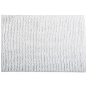 MSV Badematte Badteppich Chenille, 50 x 80 cm, weiß, aus 100 % Polyester, rutschfest