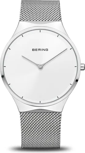 BERING 12138-004 Herren Damen Uhr Edelstahl - Damenuhren mit flachem Saphirglas und elegantem Milanaise-Armband, ideal für jeden Anlass. Wasserdicht bis 3 ATM und zeitloses Design.