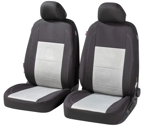 Walser Autositzbezug Avignon Vordersitze - Premium Silber-Schwarz - Sitzbezüge für Vordersitze, schützend und stilvoll mit hochwertiger Verarbeitung für ein elegantes Auto-Interieur.