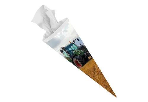 itenga Schultüte itenga Schultüte Zuckertüte 70cm rund Traktor im Feld Filzverschluss w