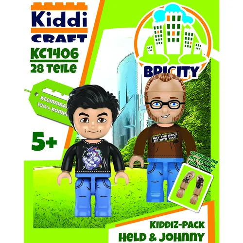 Kiddicraft KC1406 Figuren: Held der Steine & Johnny - Influencer Klemmbausteine